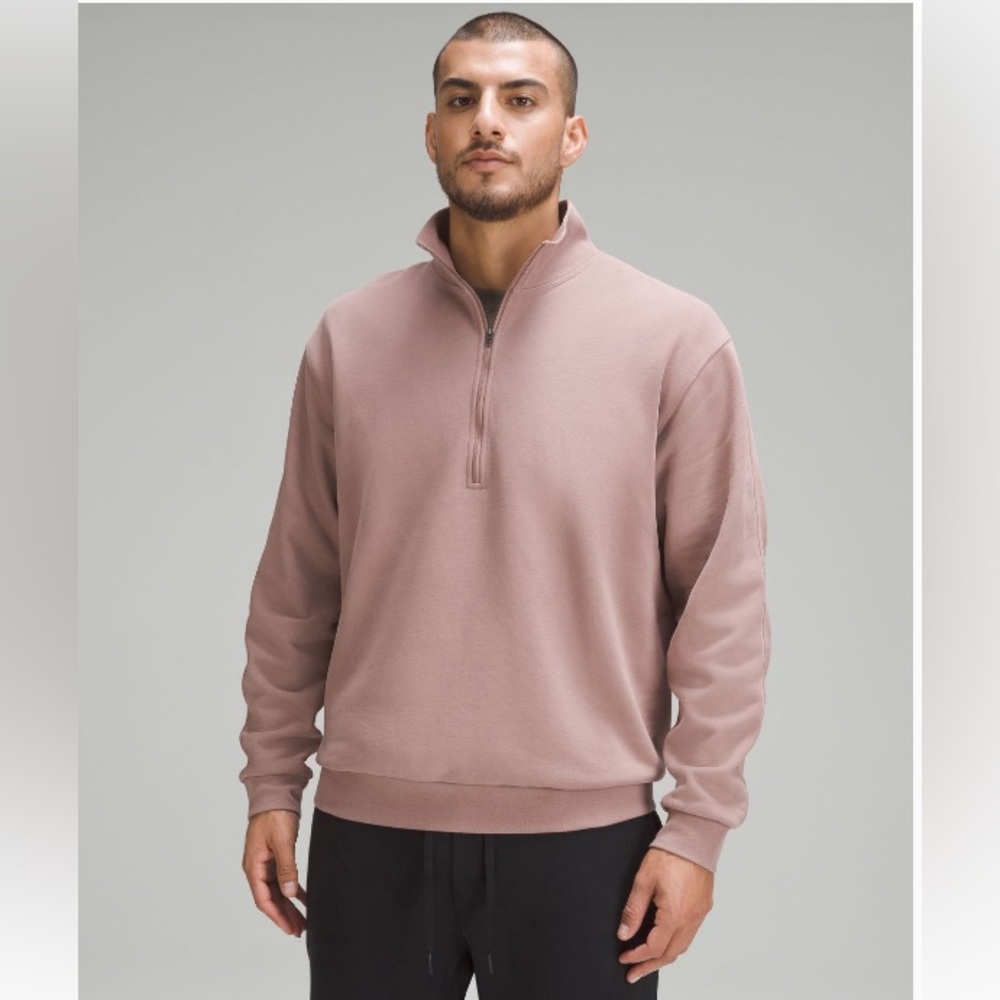 French Terry Oversized Half Zip in Twilight Rose size small